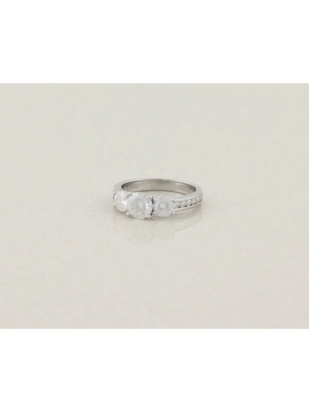 Sterling Silver Lab Created Moissanite Ring Sparkly 8 1/4  Engagement Ring